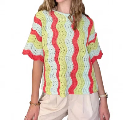 B.yu Crochet Stripe Top In Multi