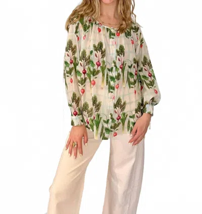 B.yu Lightweight Garden Blouse In Multi In White