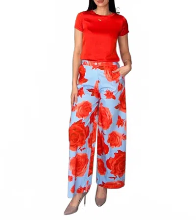B.yu Rose Wide Leg Pant In Unica In Red