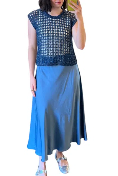 B.yu Satin Skirt In Celeste In Multi