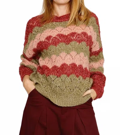B.yu Striped Crewneck Sweater In Rosa In Multi
