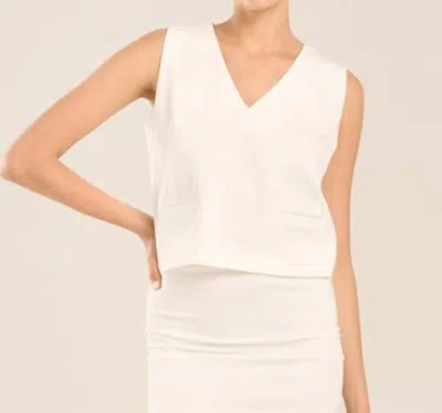 B.yu V Neck Tank Top In White