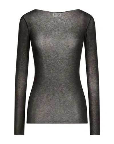B.yu B-yu Woman T-shirt Black Size Xs Viscose, Polyamide, Cashmere, Elastane