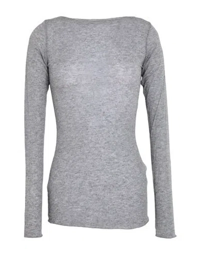 B.yu B-yu Woman T-shirt Grey Size Xs Viscose, Polyamide, Cashmere, Elastane In Gray