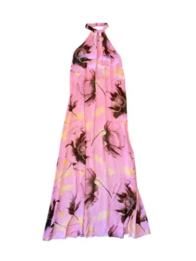 B.yu Women's Poppies Printed Halter Maxi Dress In Pink In Purple