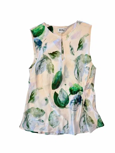 B.yu Women's Raso Fant Printed Top In Olive In Green