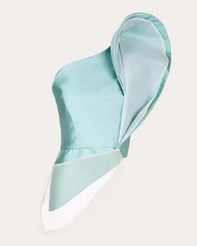 Byvarga Women's Gigi Satin Asymmetric Twist Top In Blue