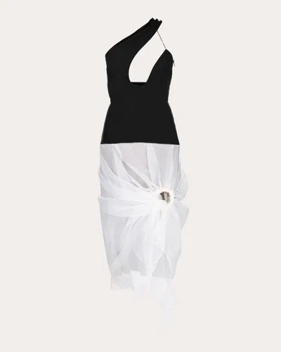 Byvarga Women's Leila Satin Organza Combo Gathered Flower Dress Silk/viscose/polyester In Metallic