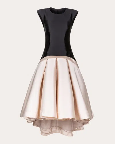 Byvarga Women's Trish Satin Pleated Drop-waist Gown In Black