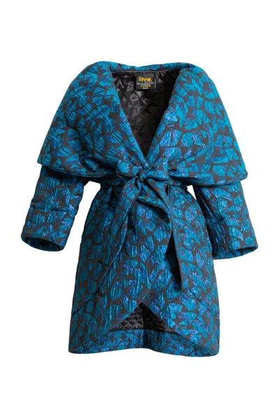 Byvinnik Women's Black / Blue Cocoon Coat In Armida