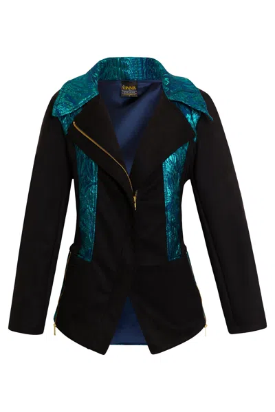 Byvinnik Women's Black / Blue Moto Jacket In Rusalka