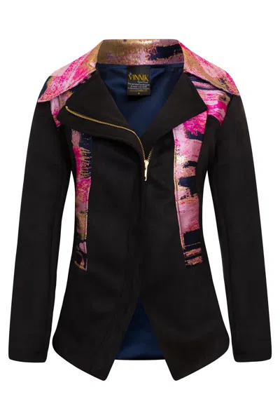 Byvinnik Women's Black / Blue / Pink Moto Jacket In Blonde