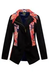 Byvinnik Women's Black / Blue / Pink Moto Jacket In What The Flower - Pink