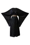 Byvinnik Women's Black Bohémienne Sequin Kimono Robe “she's A Witch”- Sweater Edition In Black