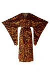 Byvinnik Women's Black / Brown Bohémienne Kimono Robe Dark Shrimp Leopard Velvet In Black/brown