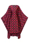 Byvinnik Women's Black / Pink / Brown Caftan Kaftan In Tropical Terrace Magic Midi In Red