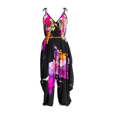 Byvinnik Women's Black / Pink / Purple Harem Poiret Jumpsuit- J'nai In Multi