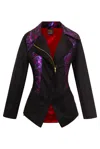 Byvinnik Women's Black / Pink / Purple Moto Jacket In Brunette