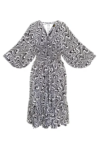 Byvinnik Women's Black / White Colla Voce Short Dress In Black & White Swirl
