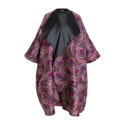 Byvinnik Women's Black / Yellow / Orange Reversible Jacquard Opera Coat- Odyssey In Multi