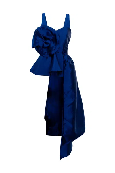 Byvinnik Women's Blue Fleur Peplum Top In Navy Taffeta