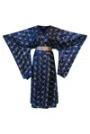 Byvinnik Women's Blue / Silver Bohémienne Kimono Robe - Celestial Beauty Runway Edition In Blue/silver