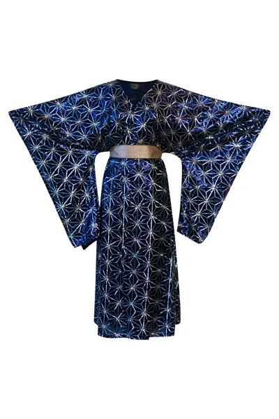 Byvinnik Women's Blue / Silver Bohémienne Kimono Robe - Celestial Beauty Runway Edition In Blue/silver