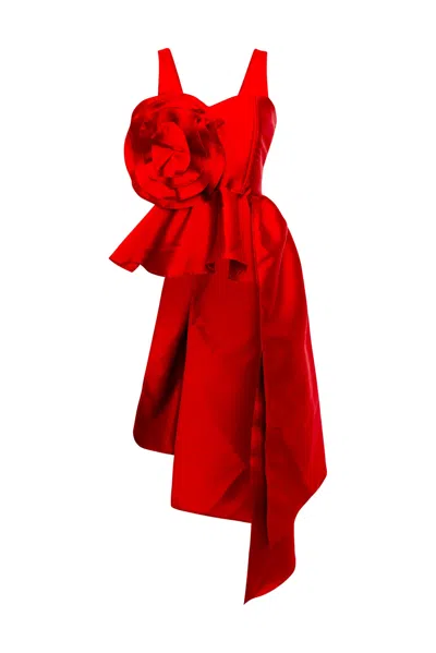 Byvinnik Women's Fleur Peplum Top In Red Taffeta