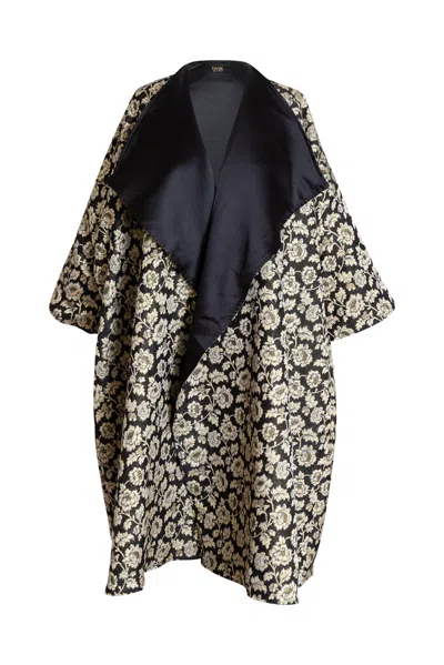Byvinnik Women's Gold / Black Oversized Swing Style Reversible Opera Coat In Vanessa In Gold/black
