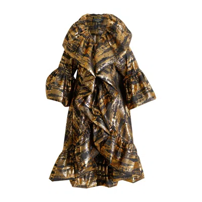 Byvinnik Women's Gold / Black Ruffle Manhattan Opera Coat - Un Ballo In Maschera In Gold/black