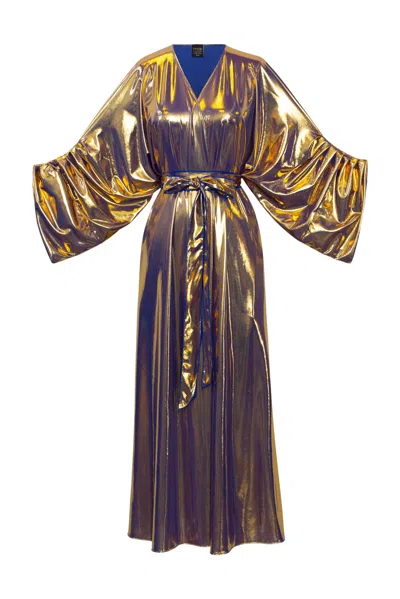 Byvinnik Women's Gold / Blue Downstage Duster In Disco Fever - Blue