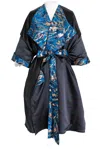 BYVINNIK WOMEN'S GOLD / BLUE REVERSIBLE BLUE JACQUARD OPERA COAT- ZAMPA