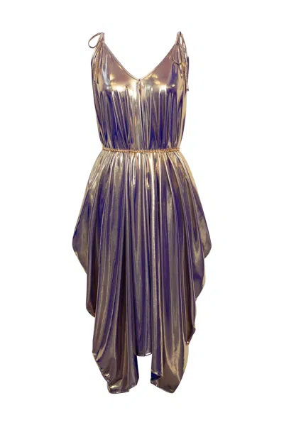 Byvinnik Women's Gold / Blue V Is For Vinnik Dress In Disco Fever - Blue