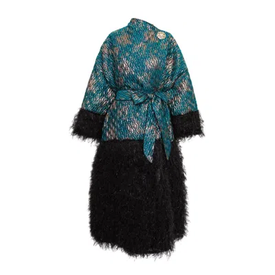 Byvinnik Women's Gold / Green / Black London Opera Coat In Semiramide - Teal