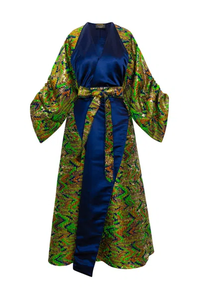 Byvinnik Women's Gold / Green / Blue Parisian Coat In Il Turco In Italia