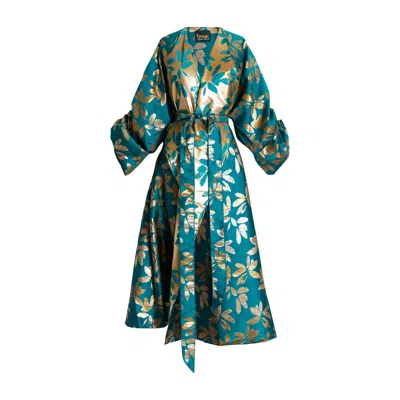 Byvinnik Women's Gold / Green Long Jacquard Parisian Coat - Fedora In Gold/green