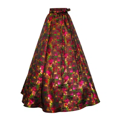 Byvinnik Women's Gold / Green / Red Gala Skirt In Das Plaid