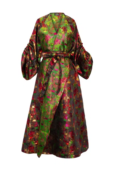 Byvinnik Women's Gold / Green / Red Parisian Coat In Das Plaid In Multi