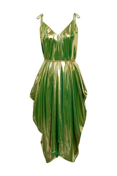 Byvinnik Women's Gold / Green V Is For Vinnik Dress In Disco Fever - Green
