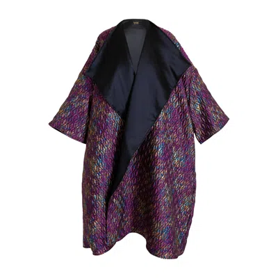 Byvinnik Women's Gold / Pink / Purple Purple Jacquard Reversible Opera Coat In Semiramide