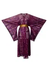 Byvinnik Women's Gold / Purple Bohémienne Sequin Kimono Robe Stardust Aubergine Runway Edition In Purple