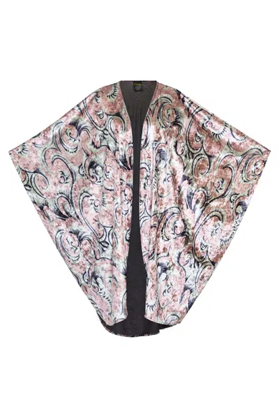 Byvinnik Women's Gold / White / Red Coloratura Cape In Swirl Velvet
