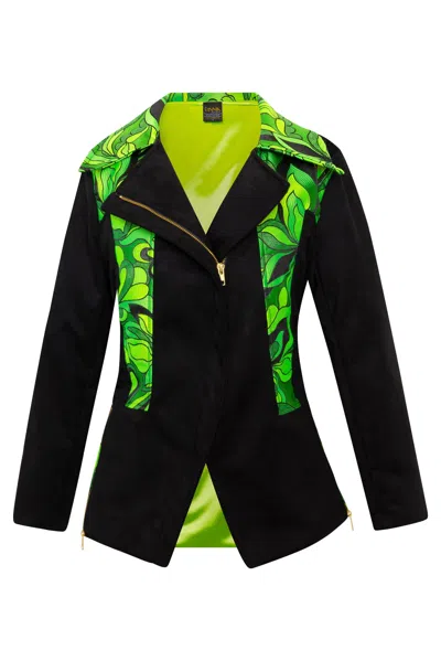 Byvinnik Women's Green / Black Moto Jacket In Verdi