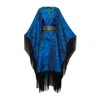 Byvinnik Women's Green / Blue Jacquard Runway Fringe Kaftan In Frida In Blue