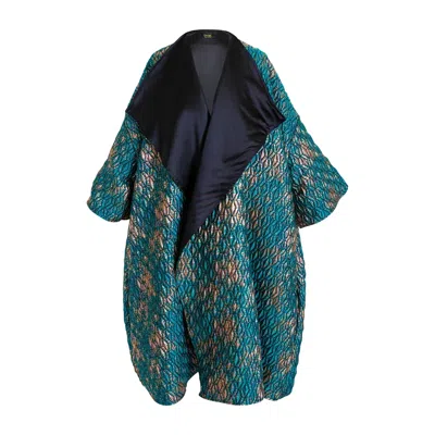 Byvinnik Women's Green / Blue Reversible Opera Coat In Semiramide In Green/blue