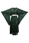 Byvinnik Women's Green Bohémienne Sequin Kimono Robe In Extravagant