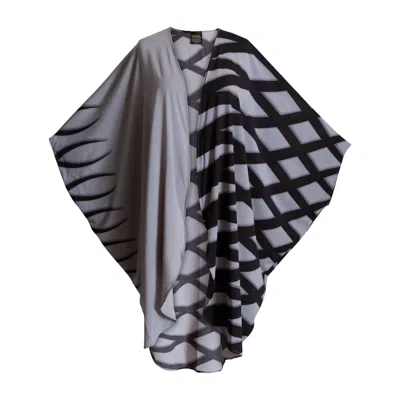Byvinnik Women's Grey / Black Open Dolman Cocoon Kimono Coloratura Cape In Blade In Multi