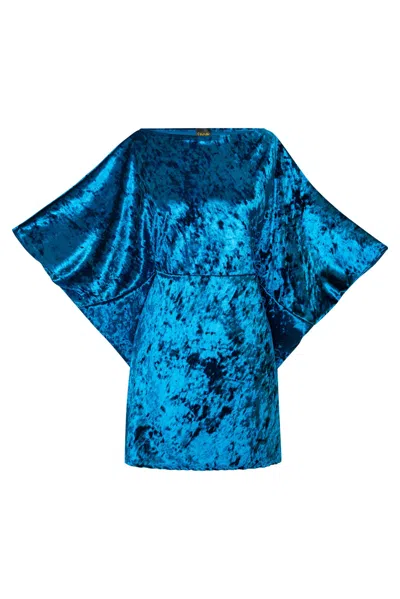 Byvinnik Women's Halftan In Crushed Velvet  Antique Blue