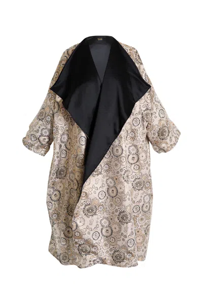 Byvinnik Women's Neutrals / Gold / Silver Swing Brocade Satin Reversible Opera Coat In La Favorite