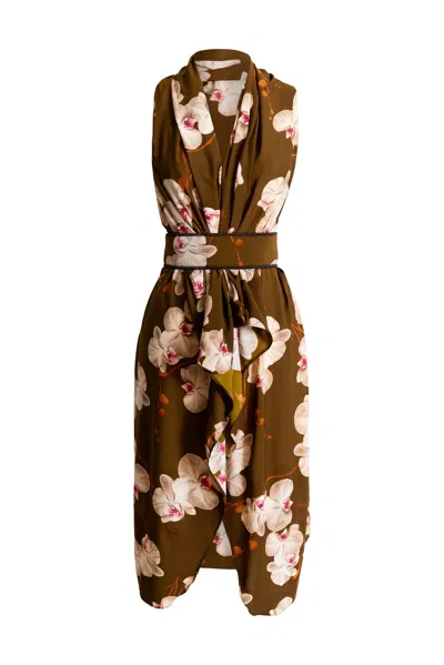 Byvinnik Women's Neutrals / Green / White Variations Duster In Leah Loves Orchids In Multi